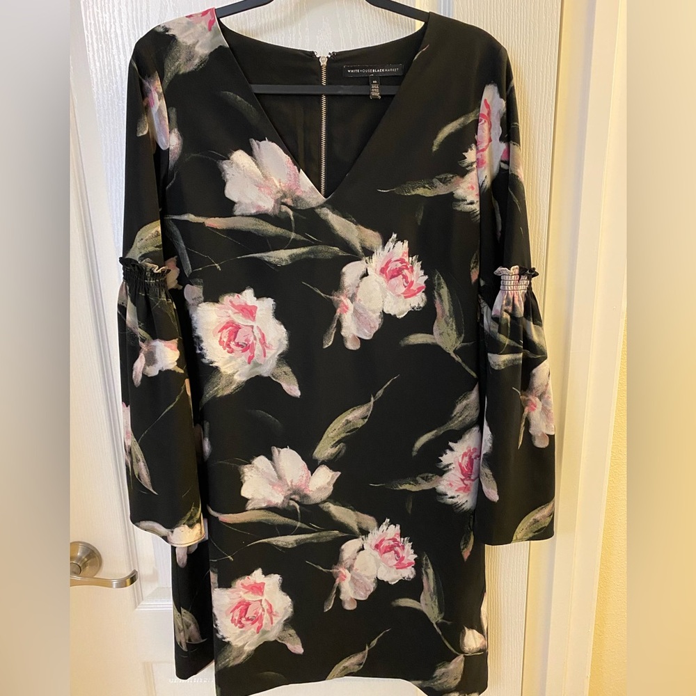 White House Black Market black and floral dress size 10
